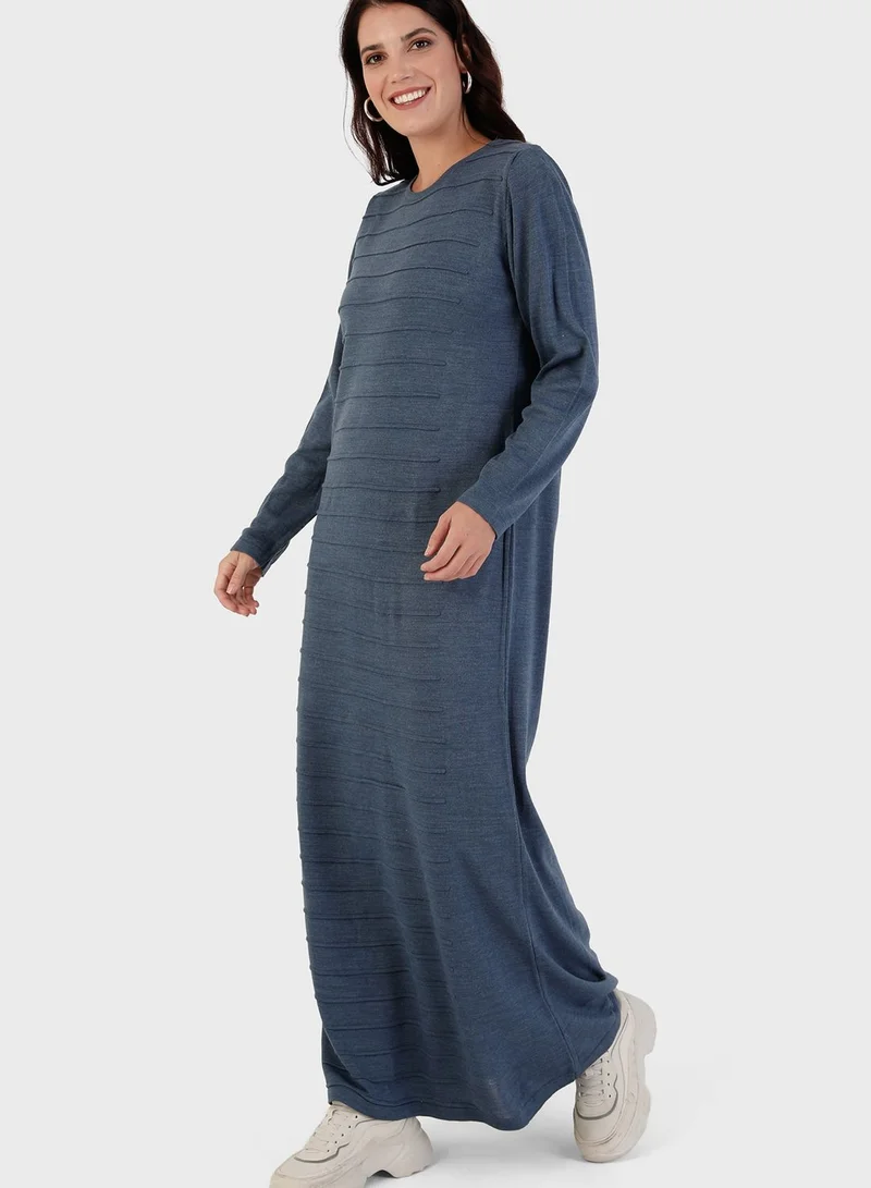 Alia by modanisa Crew Neck Knitted Dress