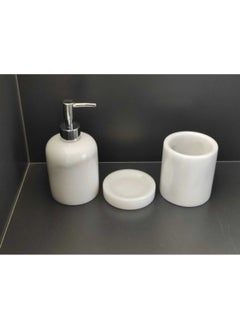 Polen Stone White 3-piece White Marble. Liquid Soap Dispenser, Dental Care Material, Solid Soap Dispenser Marble  - Image 2