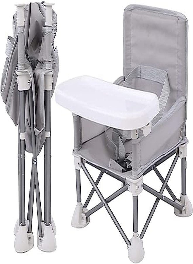 VBM Seat Booster High Chair, Portable Space Saving Booster Chair,Portable High Chair Folding Feeding Booster Safety Belt/Food Tray/Travel Bag, Aluminum Alloy Children Dining Chair(Grey) (baby chair folding with Tray for Baby) - Image 4