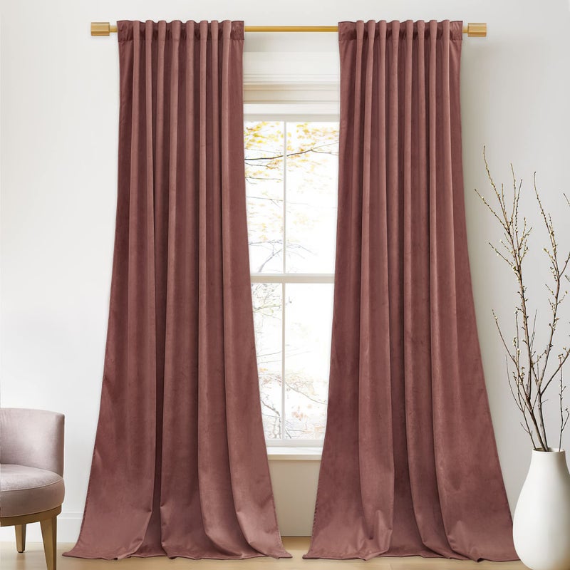 StangH Mauve Velvet Curtains  Wild Rose Thermal Insulated Room Darkening Curtains 84 inches Long for Bedroom Super Soft Home Decor Drapes for DressingTheater Room W52 x L84 2 Panels