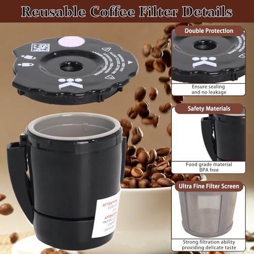 Podoy Reusable Coffee Filter Compatible with Keurigg 𝑲𝒆𝒖𝒓𝒊𝒈 My K Cup 2.0 K300 K250 K350 K375 K400 K450 Coffee Makers with Extra Filter Pod Cleaning Brush - Image 3