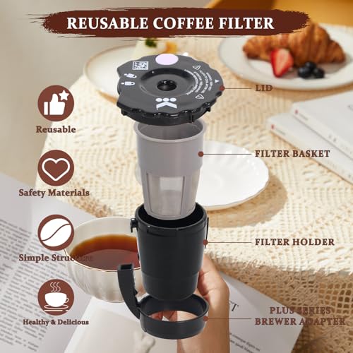 Podoy Reusable Coffee Filter Compatible with Keurigg 𝑲𝒆𝒖𝒓𝒊𝒈 My K Cup 2.0 K300 K250 K350 K375 K400 K450 Coffee Makers with Extra Filter Pod Cleaning Brush - Image 2