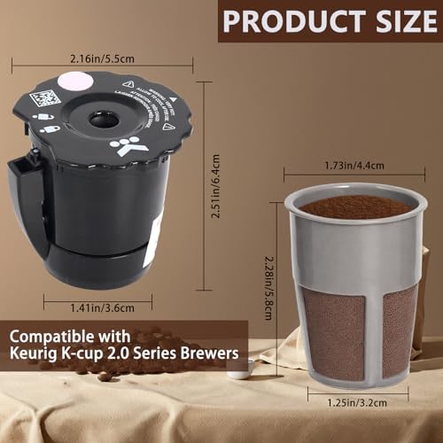 Podoy Reusable Coffee Filter Compatible with Keurigg 𝑲𝒆𝒖𝒓𝒊𝒈 My K Cup 2.0 K300 K250 K350 K375 K400 K450 Coffee Makers with Extra Filter Pod Cleaning Brush - Image 4