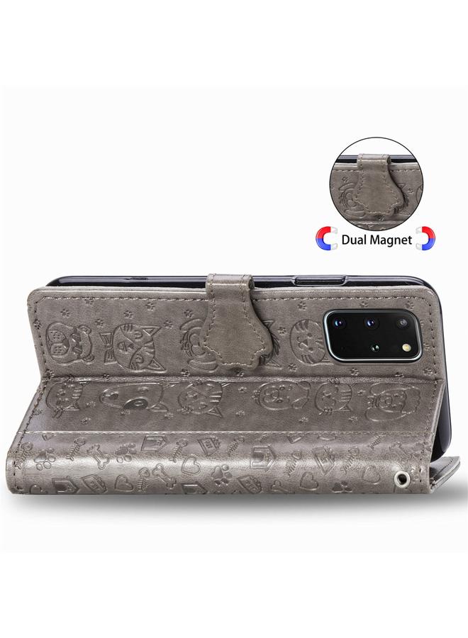 Zaboon Case For Galaxy S20 Plus Cute Cat and Dog Embossed Horizontal Flip Leather Case with Bracket / Card Slot / Wallet / Lanyard - Image 4