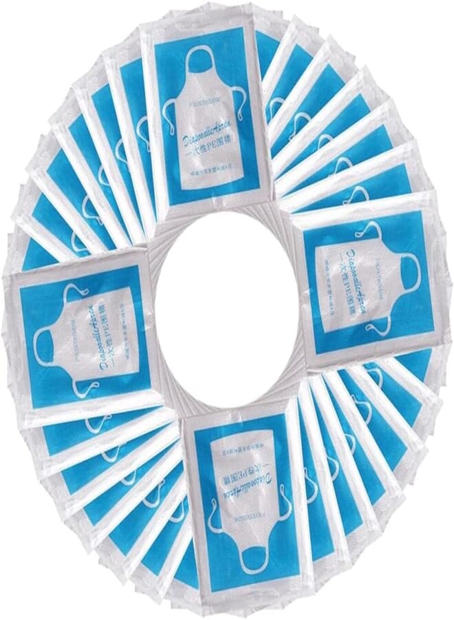 JIAKAI 23 x 37 inches Clear Polyethylene Waterproof Disposable Aprons For Cooking, Serving, Painting or Dish-Washing, 50pcs, M