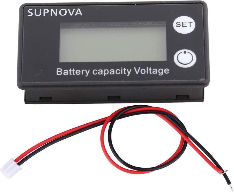 Greensen Battery Voltmeter LCD 12V Digital Display Voltmeter Battery Power Meter for DC8V 100V Lithium Iron ((10-100V) Blue no Alarm + no Temperature) - Image 1