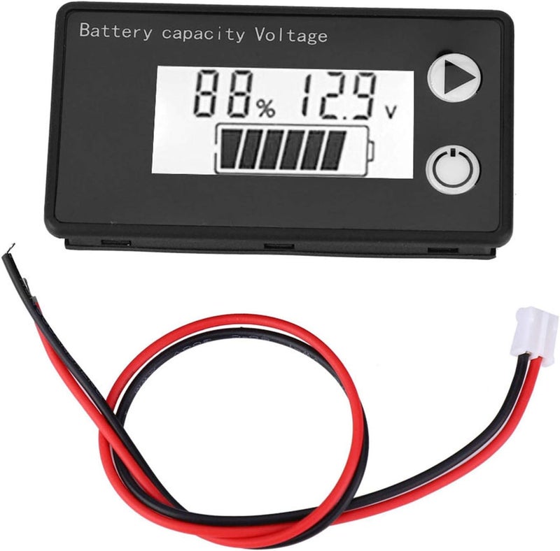 Greensen Battery Voltmeter LCD 12V Digital Display Voltmeter Battery Power Meter for DC8V 100V Lithium Iron ((10-100V) Blue no Alarm + no Temperature) - Image 2