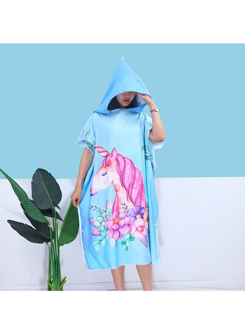 GOLDEN MILLION - Adult Quick Dry Microfiber Surf Swim Poncho Changing Bath Robe Hooded Beach Towel - Image 1
