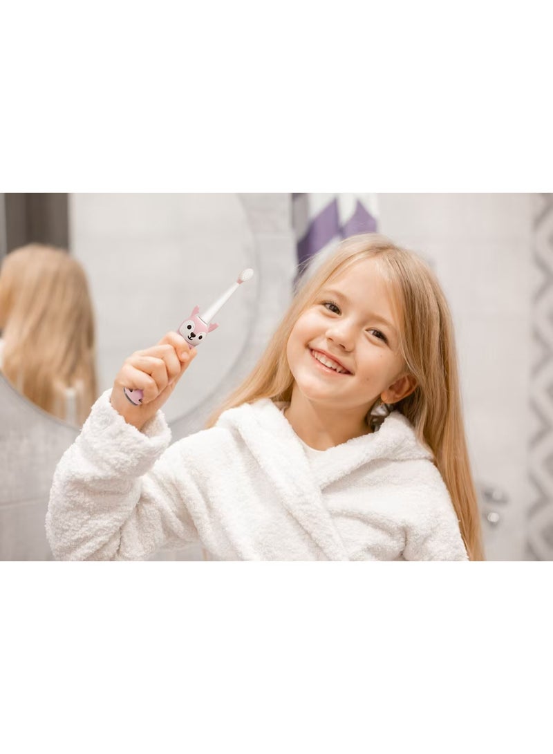 porodo Kids Electric Toothbrush with 3 Cleaning Modes & IPX7 Water Resistant / Built in Smart Timer / Dupont Bristle Material / 350 mAh Rechargeable Battery - Pink - Image 5