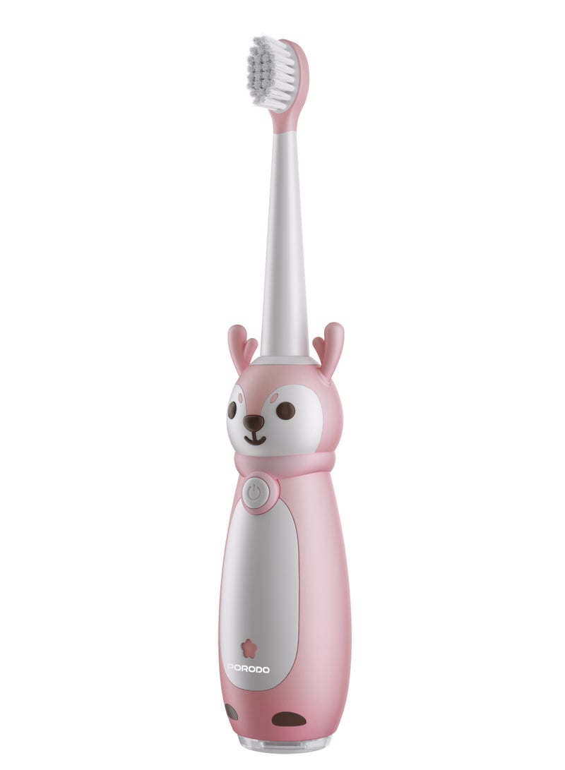 porodo Kids Electric Toothbrush with 3 Cleaning Modes & IPX7 Water Resistant / Built in Smart Timer / Dupont Bristle Material / 350 mAh Rechargeable Battery - Pink - Image 2
