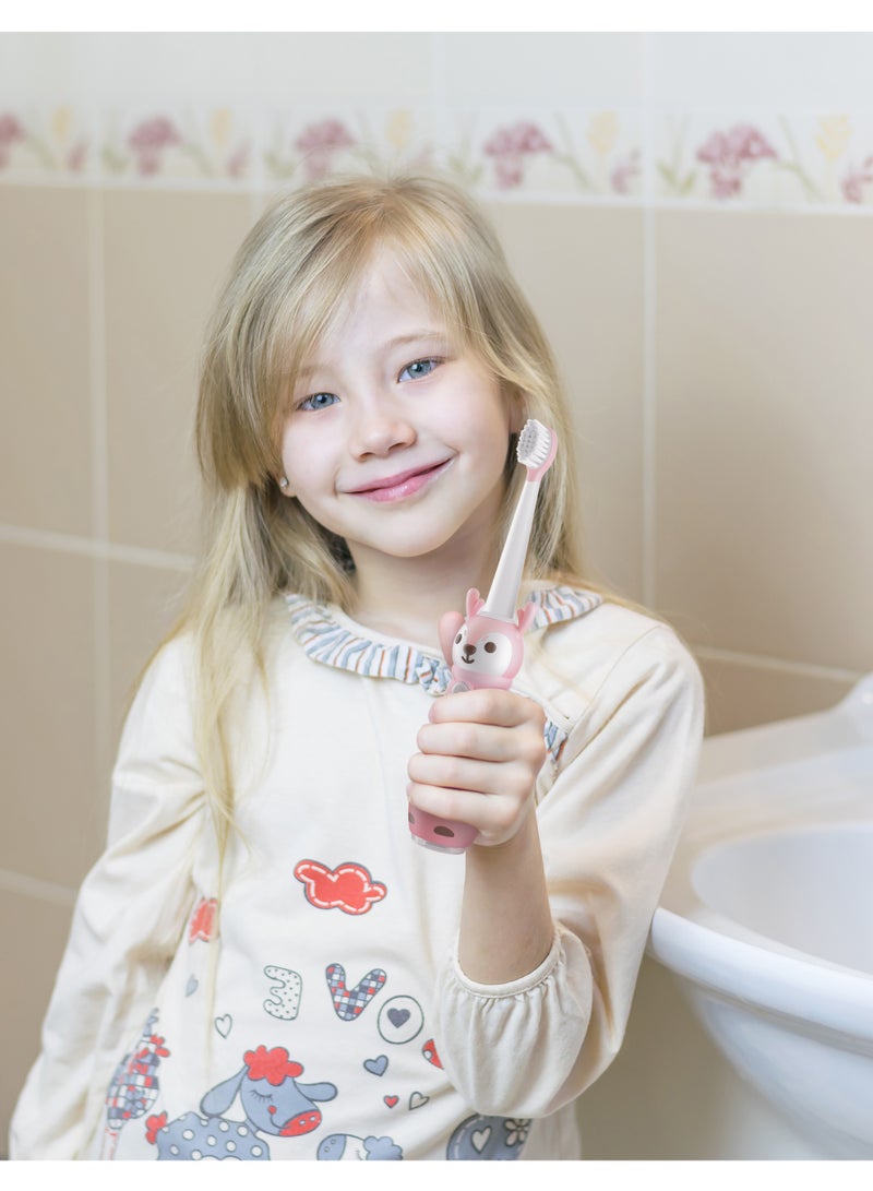 porodo Kids Electric Toothbrush with 3 Cleaning Modes & IPX7 Water Resistant / Built in Smart Timer / Dupont Bristle Material / 350 mAh Rechargeable Battery - Pink - Image 4