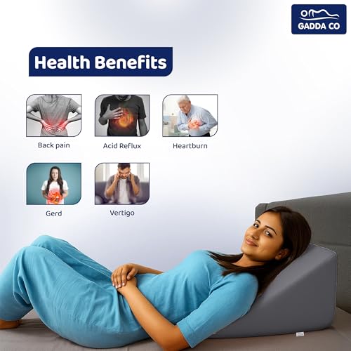 GADDA CO Memory Foam Wedge Pillow for Bed | Orthopedic Back Support Cushion for Acid Reflux, GERD & Snoring | Wedge for Leg Elevation & Sleep Support | Grey, 18 x 17.5 x 10 Inches | 2 Year Warranty - Image 3