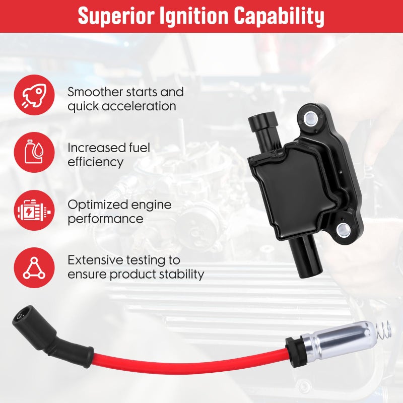 Ozikutech 8 Pack Ignition Coils and Spark Plug Wires Set Fit for Chevy Silverado Tahoe Suburban Avalanche Express GMC Sierra Yukon 1500 Escalade 4.8 5.3 6.0 6.2 L V8, Replace for UF413 9748HH 12570616 - Image 3