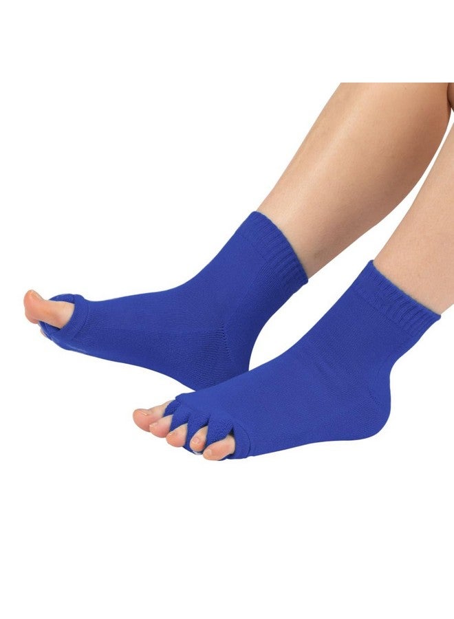 Evissa Premium Cotton Toe Separator Socks - Alleviate Bunions & Plantar Fasciitis, Dual Gender Foot Pain Relief, Foot Alignment, Orthopedic Compression Socks for Men & Women (Navy Blue) - Image 3