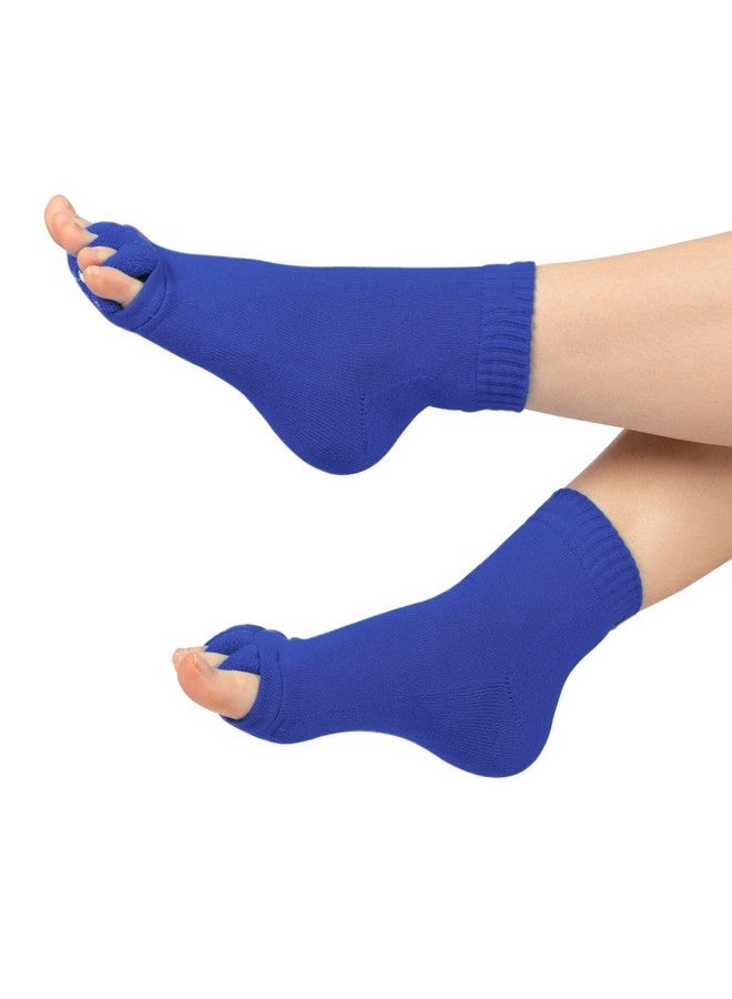 Evissa Premium Cotton Toe Separator Socks - Alleviate Bunions & Plantar Fasciitis, Dual Gender Foot Pain Relief, Foot Alignment, Orthopedic Compression Socks for Men & Women (Navy Blue) - Image 4