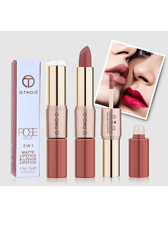 O.TWO.O - O.TWO.O Fashion Beauty Double-head 2-in-1 Makeup Matte Lipstick & Lipgloss Long Lasting Moisture Cosmetic Lipstick - Image 1