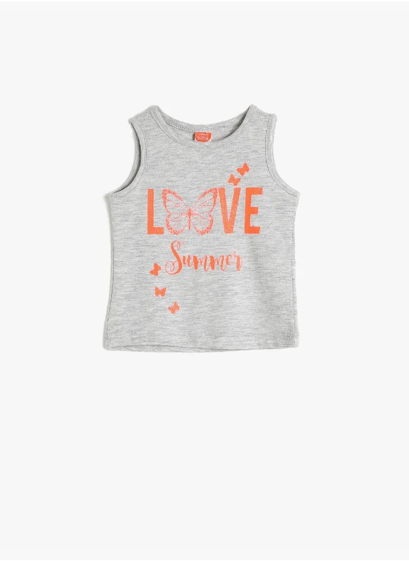 كوتون Crew Neck Cotton Printed Tank Top