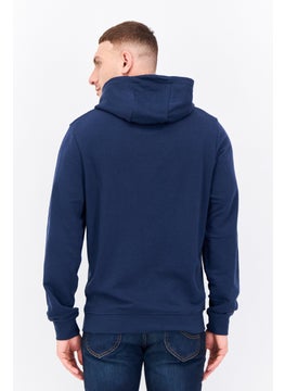 CROSSHATCH Men Embroidered Logo Long Sleeves Hoodies, Navy Blue  - Image 3