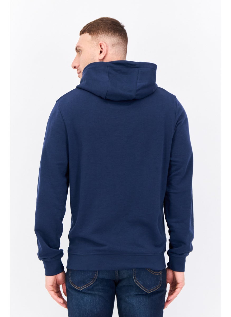 CROSSHATCH Men Embroidered Logo Long Sleeves Hoodies, Navy Blue  - Image 3