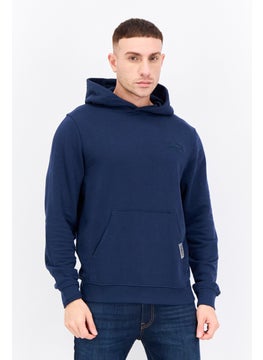 CROSSHATCH Men Embroidered Logo Long Sleeves Hoodies, Navy Blue  - Image 1