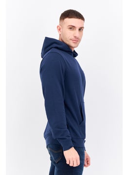 CROSSHATCH Men Embroidered Logo Long Sleeves Hoodies, Navy Blue  - Image 2