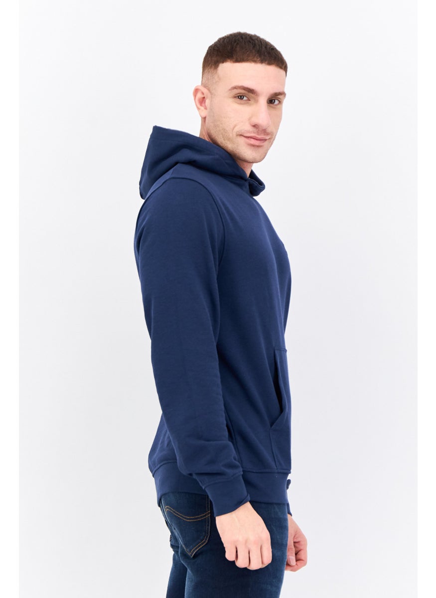 CROSSHATCH Men Embroidered Logo Long Sleeves Hoodies, Navy Blue  - Image 2