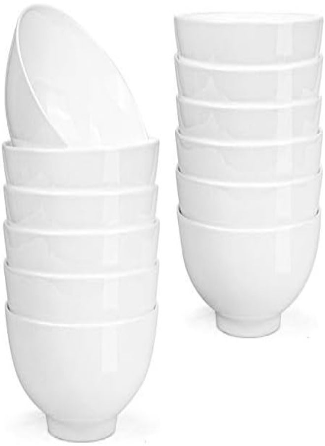 Foraineam 12 Pack 5 Inch Porcelain Bowls 14 Ounce White Round Bowl Set For Dessert, Ice Cream, Salad, Fruit, Small Side Dishes
