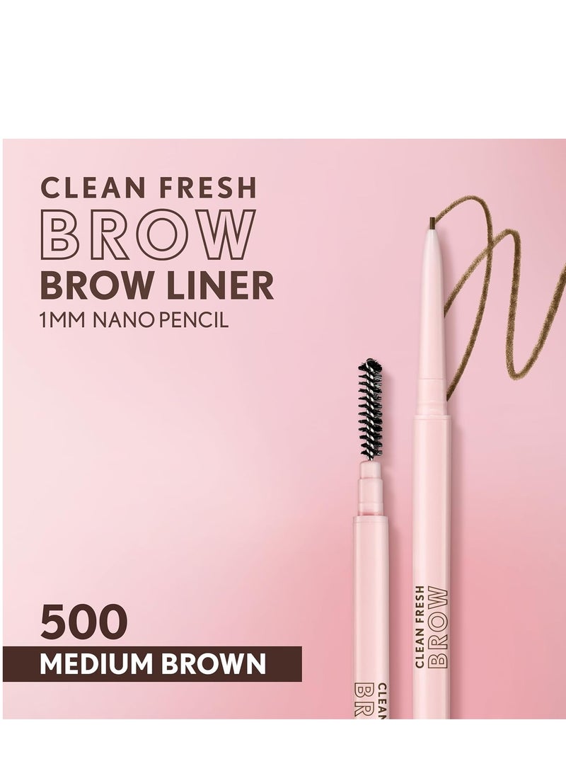 CoverGirl Covergirl Clean Fresh Brow Nano, 500 Medium Brown, Eyebrow Pencil, Ultra-Precise Tip, Waterproof, Transfer-Resistant, Built-In Spoolie, Vegan Formula, 0.001oz  - Image 3