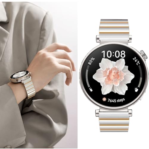 DEALELE Bands Compatible with Huawei Watch GT5 Pro 42mm / GT5 41mm / GT4 41mm / Fossil Q Venture Gen 4 / Women's Gen 5E 42mm / Women's Gen 6, 18mm Stainless Steel Metal Strap for Women,Silver-rosegold - Image 4