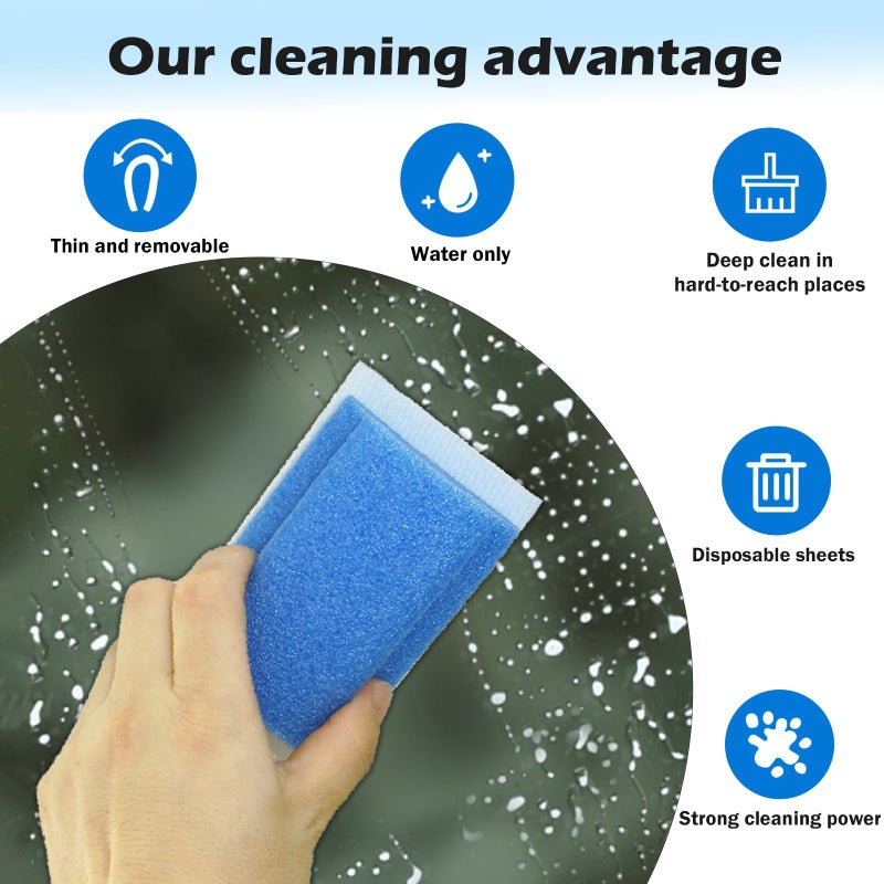 I-sper Magic Sponge Brush with Handle, Magic Sponge Eraser Handy-Grip with 10 Scouring Refill Pads 2 Reusable Scrubber, Scrub Pad Singles with Handle for Bathroom, Sink, Stovetops, Patio Furniture - Image 3