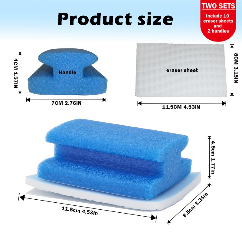 I-sper Magic Sponge Brush with Handle, Magic Sponge Eraser Handy-Grip with 10 Scouring Refill Pads 2 Reusable Scrubber, Scrub Pad Singles with Handle for Bathroom, Sink, Stovetops, Patio Furniture - Image 4