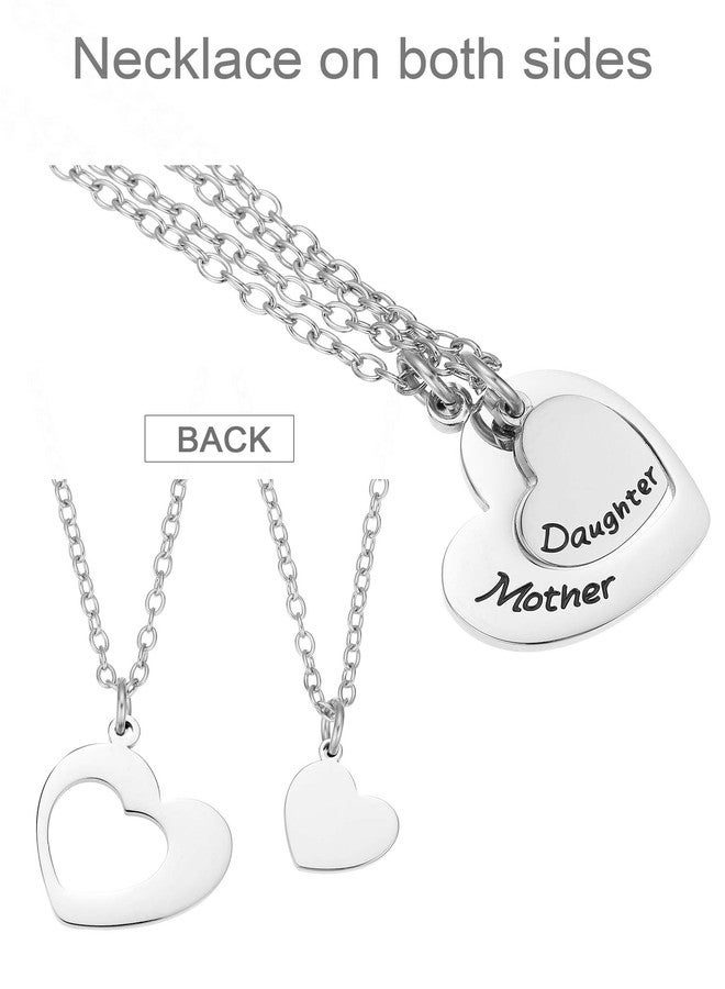 Jadive Mother Daughter Necklaces Matching Heart Necklace Mother's Day Necklace Pendant for Birthday Christmas Gift Jewelry Accessories Daily Wearing Halloween, Thanksgiving and New Year Gifts - Image 2