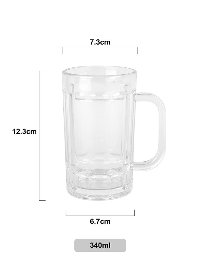 Ollieroo مجموعة من 2 أكواب بيرة سعة 340 مل، أكواب بيرة ألمانية كبيرة وواضحة مع مقبض، أكواب بيرة للتجميد، أكواب شرب البيرة - Image 4
