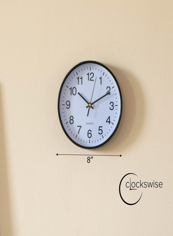 Clockswise Black 8-in Analog Clock Silent, Non-Ticking for Wall, Office Desk, Table and Shelf, Battery-Operated Perfect for Home Office, Farmhouse Kitchen Decor, Bathroom, School and Bedroom Decor - Image 2