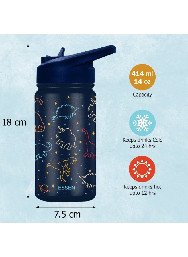 ESSEN Kids Water Bottle Stainless Steel for Boys Dinosaur – 414 ml - Image 2