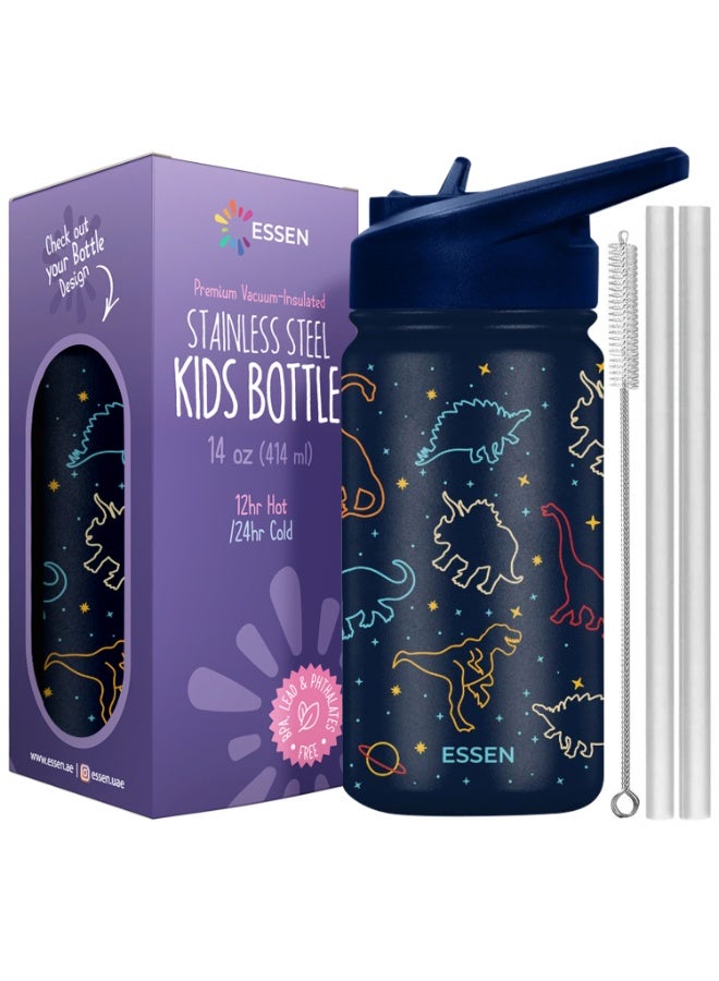 ESSEN Kids Water Bottle Stainless Steel for Boys Dinosaur – 414 ml - Image 1