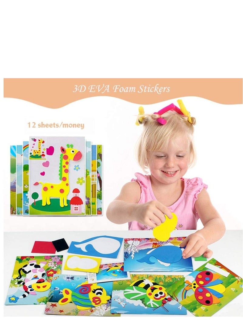 SYOSI - 3D EVA Foam Stickers for Toddlers 20PCS DIY Cartoon Animal Painting Stickers Preschool Art Class Drawing Sticker Puzzle Art Craft Kit for Kids Boys Girls Age 3,4,5 - Image 1