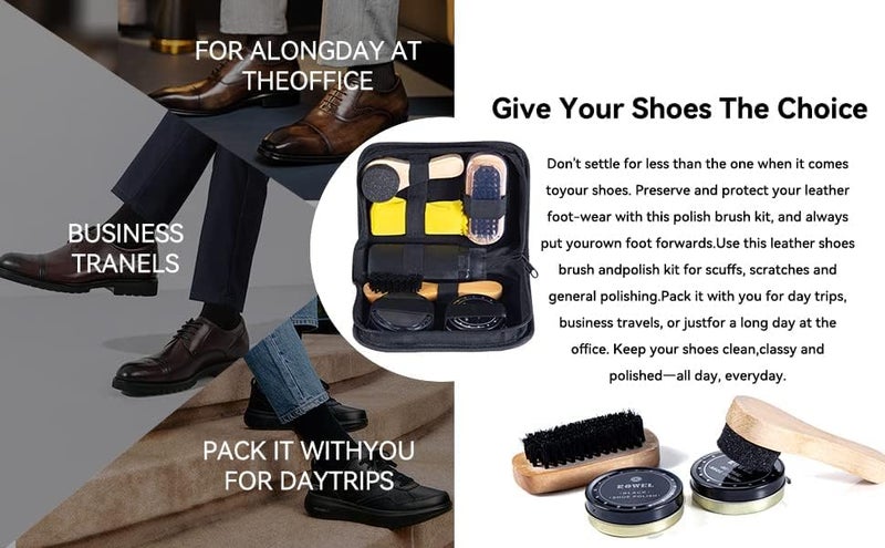 KASTWAVE Shoe Shine Kit, Shoe Care Kit, Premium Shoe Polish Set for Men & Women, with Soft brush for Long Use - Image 4