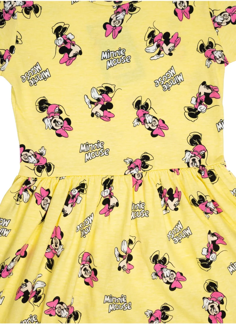 Minnie Mouse Girls' Minnie Mouse Print Dress, Yellow