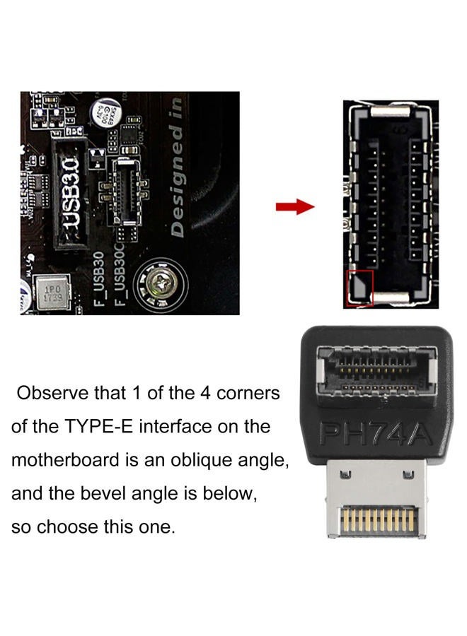LUORNG Right Angle USB Type E Adapter USB3.1 Type E Header Converter 90 Degree Steering Elbow for Computer Motherboard (PH74A) - Image 2