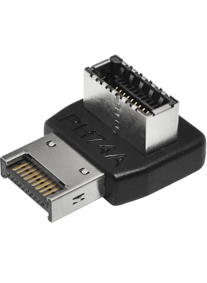 LUORNG Right Angle USB Type E Adapter USB3.1 Type E Header Converter 90 Degree Steering Elbow for Computer Motherboard (PH74A) - Image 1
