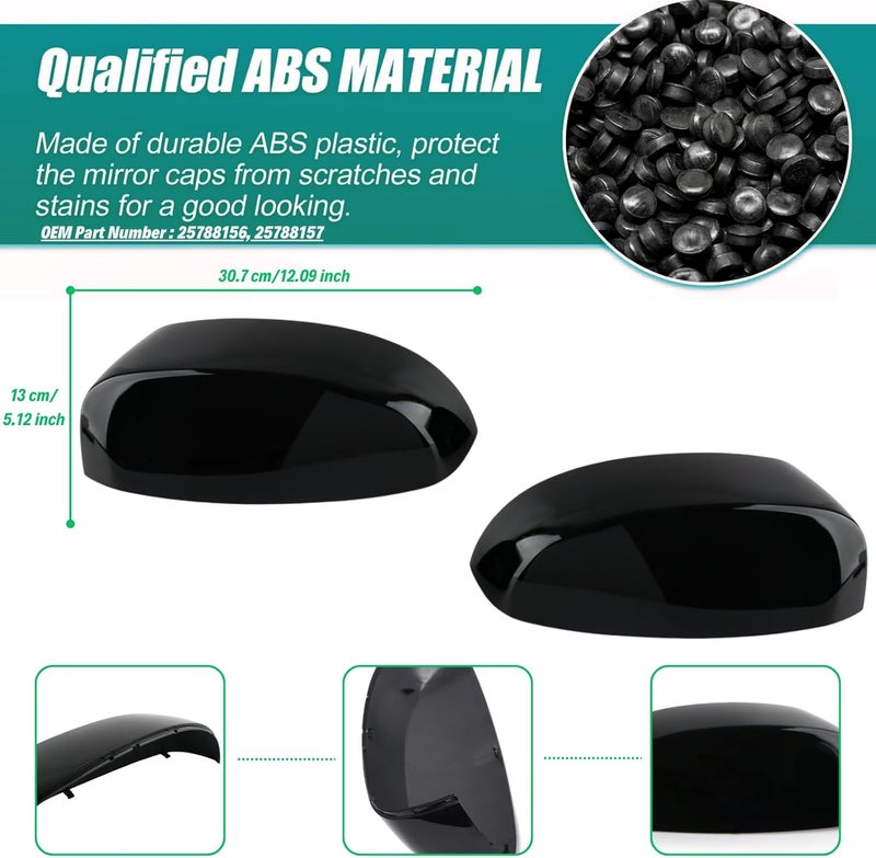 Qlhshop Pair Side Mirror Cover Cap for 2007-2014 Chevy Tahoe, Avalanche, Silverado, Suburban, GMC Sierra, Yukon, Cadillac Escalade - Smooth Black - Image 4