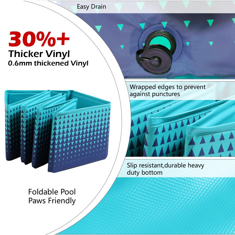 Jasonwell Foldable Dog Kiddie Pool - Hard Plastic Kids Paddling Pool Toddler Baby Swimming Pools for Backyard Collapsible Whelping Box Pet Doggie Cats Wading Pools Bathtub for Puppy Large Dogs 71In - Image 5