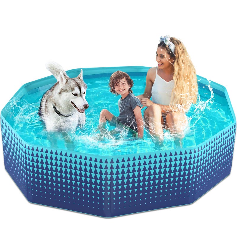 Jasonwell Foldable Dog Kiddie Pool - Hard Plastic Kids Paddling Pool Toddler Baby Swimming Pools for Backyard Collapsible Whelping Box Pet Doggie Cats Wading Pools Bathtub for Puppy Large Dogs 71In - Image 1