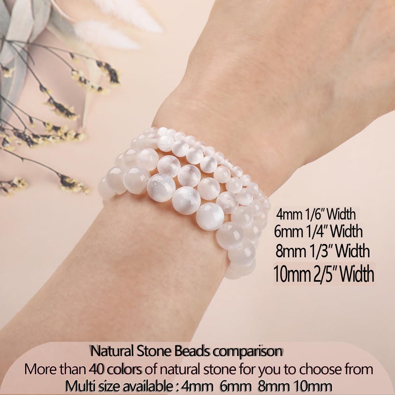 LPBeads أساور مرنة يدوية من حبات الأحجار الكريمة الطبيعية من ، خرز دائري من البلورات العلاجية، هدايا مجوهرات للنساء والرجال - Image 5