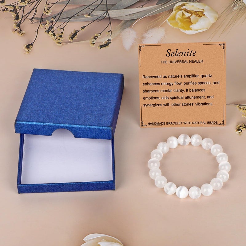 LPBeads أساور مرنة يدوية من حبات الأحجار الكريمة الطبيعية من ، خرز دائري من البلورات العلاجية، هدايا مجوهرات للنساء والرجال - Image 2