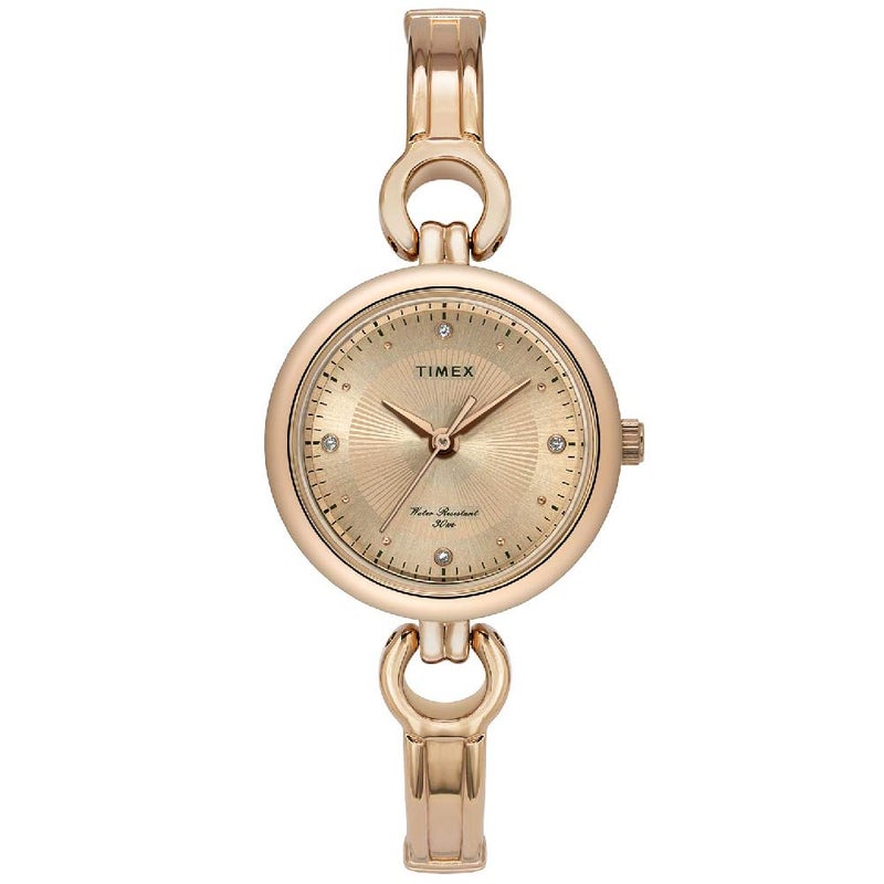 TIMEX Classics Analog Watch for Women with Rose Gold Round Dial & Rose Gold Brass Bracelet Band Water Resistant Women's Wrist Watches - TWEL11425 - Image 4
