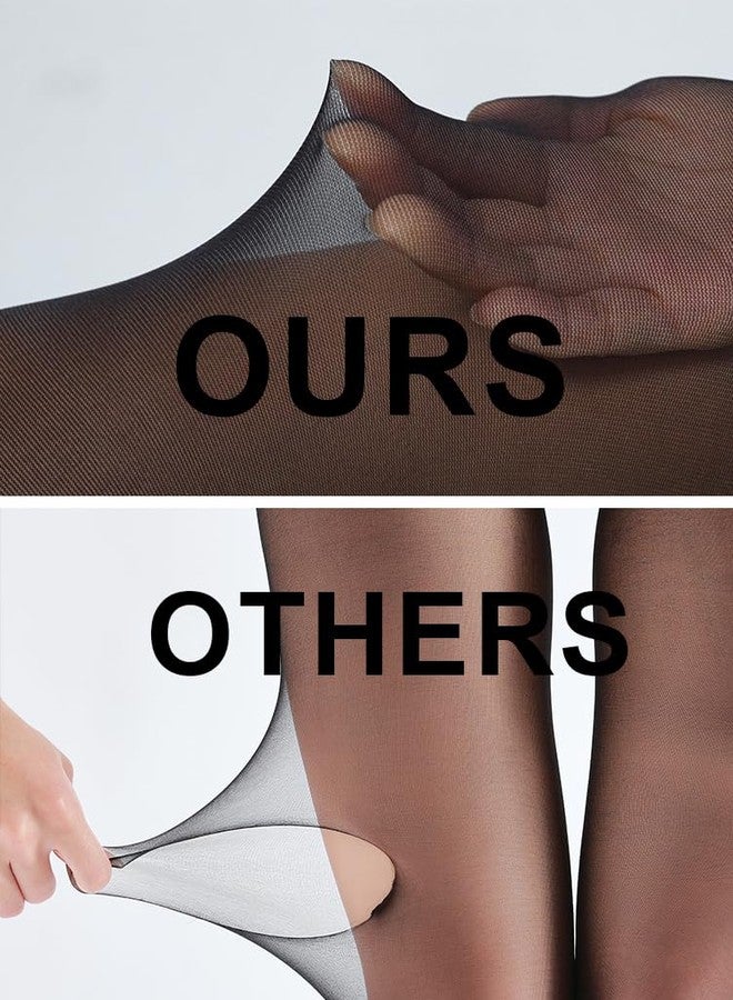 جوارب نسائية شفافة من كوزي واو، مقاس 40D، جوارب طويلة متينة للتحكم في الخصر، جوارب عالية الخصر مع مقدمة معززة، لون أسود - مقاس متوسط - Image 2