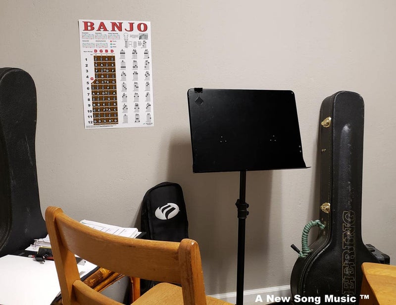 A New Song Music Banjo Poster - Chords Rolls Fretboard Notes - Open G Tuning 11x17 Easy Beginner Instructional Chart by A New Song Music - Image 4