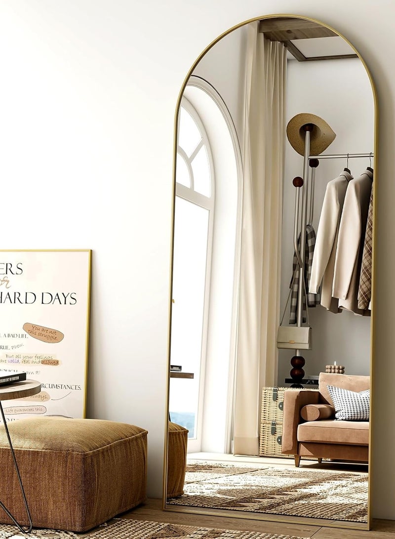 تايمي مرآة كبيرة بتصميم انيق 160x50سم - مرآة كاملة الطول باطار معدني ذهبي واستاند خلفي - تصميمها الرائع يناسب غرفة المعيشة وغرف اللبس وغرف النوم - Image 1